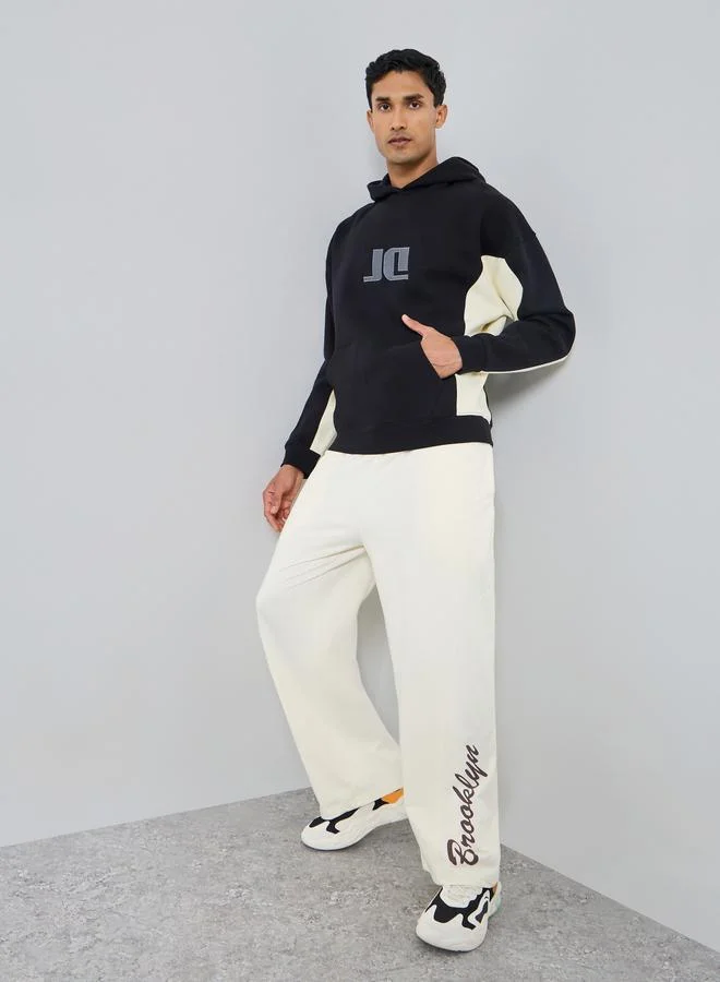 Men Cream Wide Leg Joggers